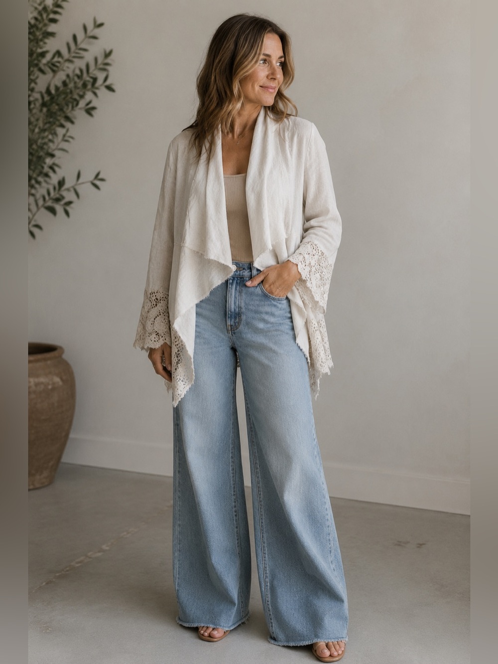 Black Swan Open Linen Blazer